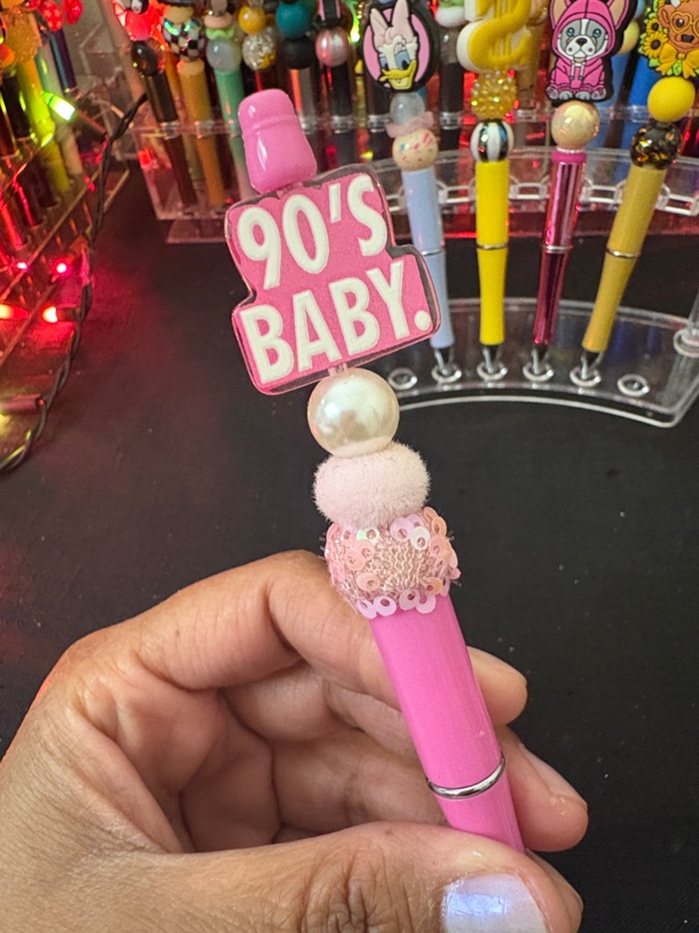 90's Baby Pink Sequin Top Pen 💕💕
